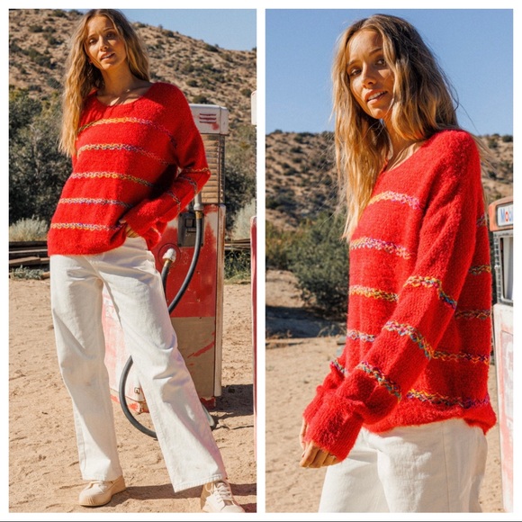 ShopEvelynne Sweaters - Boho chic Strip Knit Sweater Top
